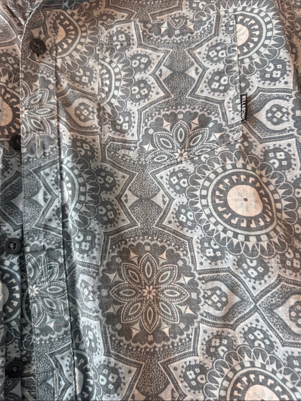 Billabong Gray-Blue Geometric Short-Sleeve Button-Up Shirt - Picture 3 of 3